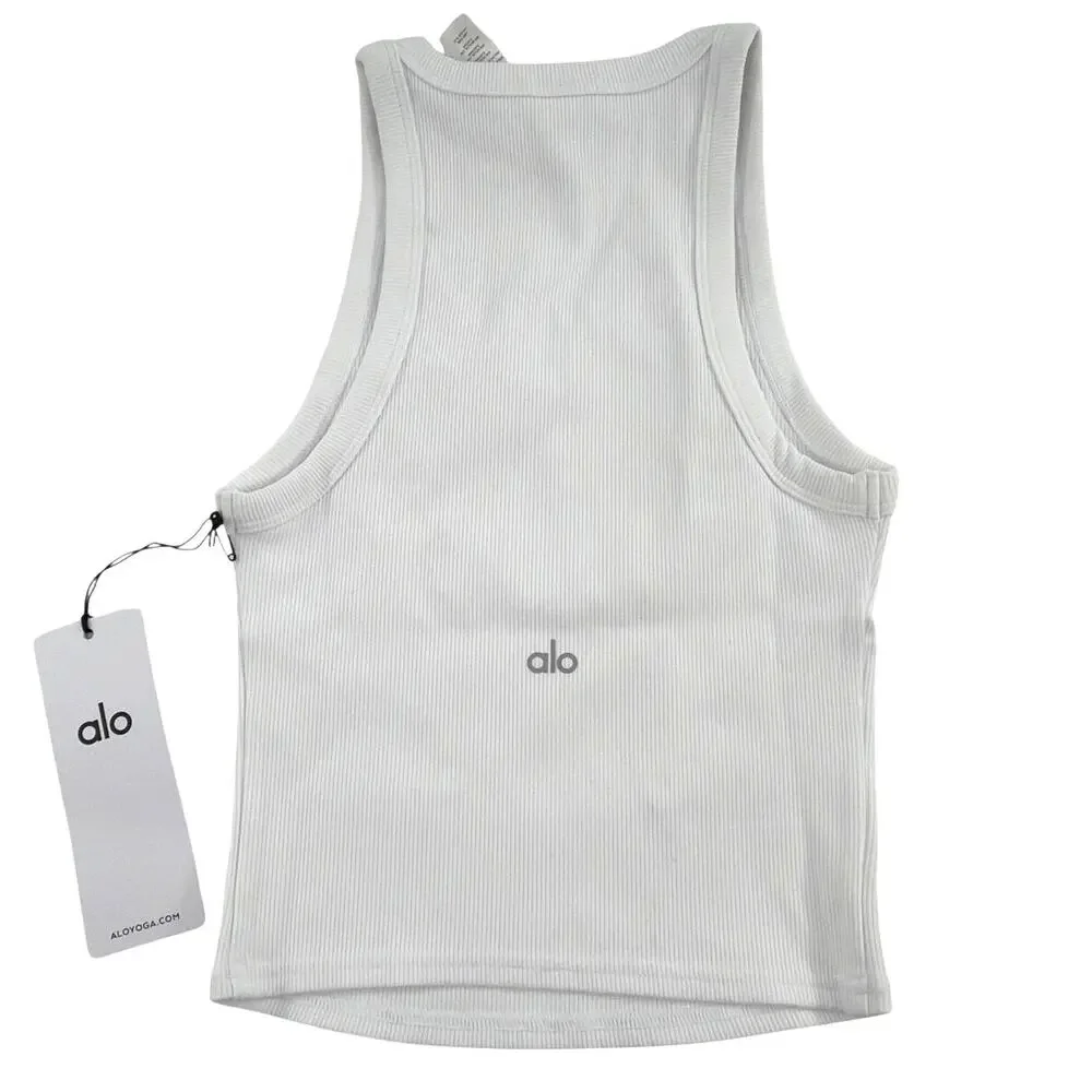 Alo Yoga White Goddess Ribbed Go-To Tank Top Size S
